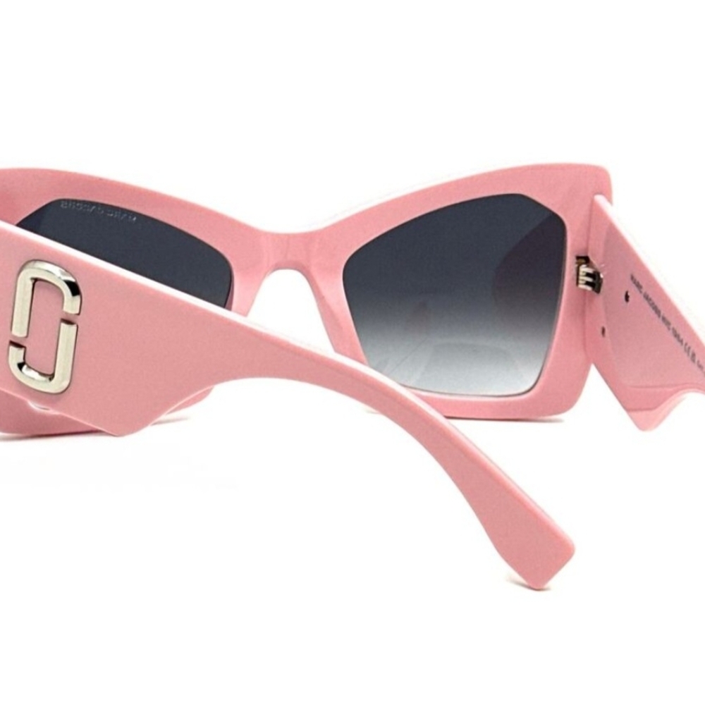 NIB Marc Jacobs Pink Sunglasses with Silver Accent Full Inclusion - Picture 7 of 12